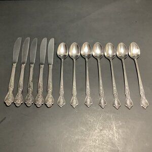 NORMANDY Japan Stainless Flatware 12 Pieces: 7 Iced Teaspoons & 5 Dinner Knives